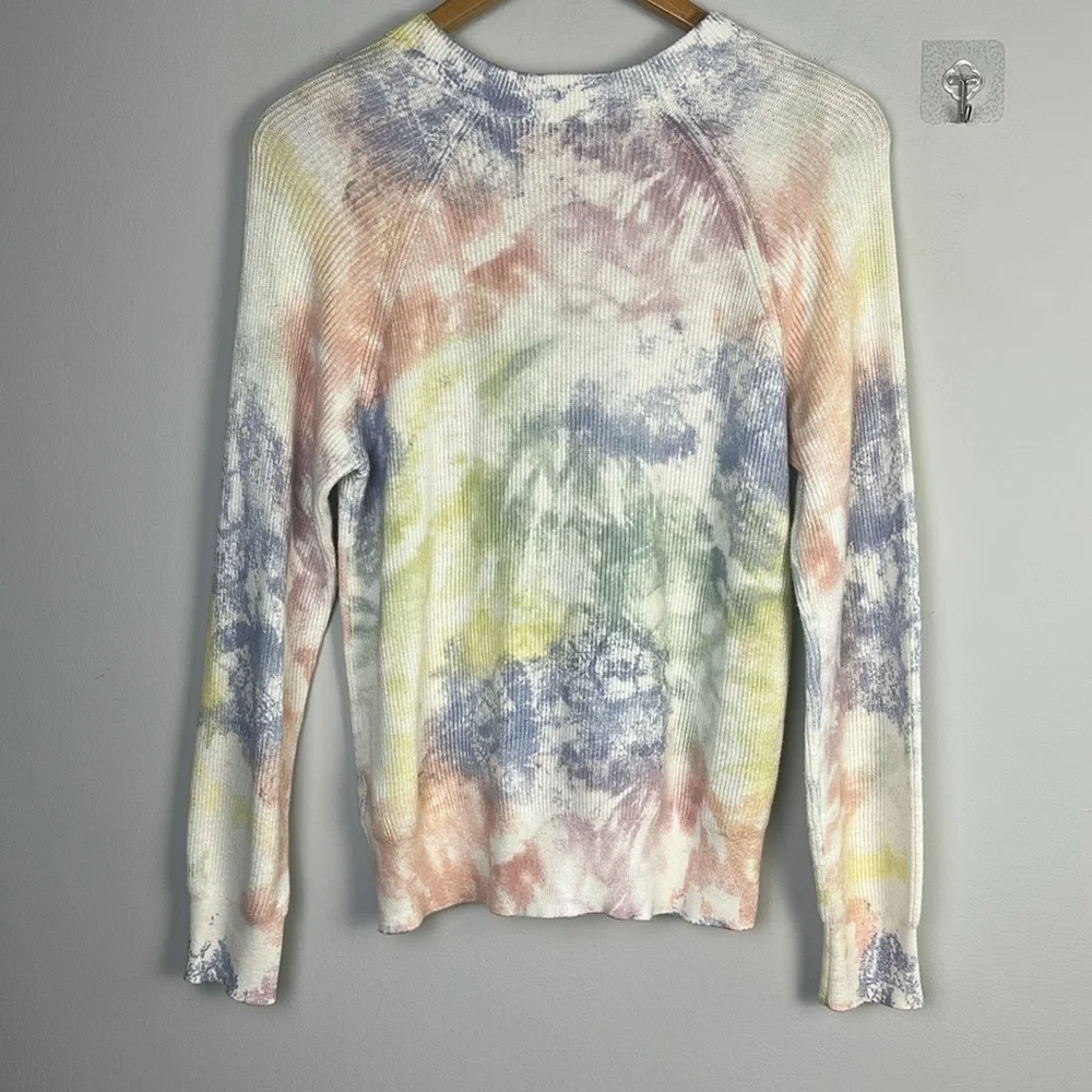 Rails Venus Cashmere Cotton Ribbed Sweater in Rainbow Tie Dye Long Sleeve Top XS - Picture 9 of 16